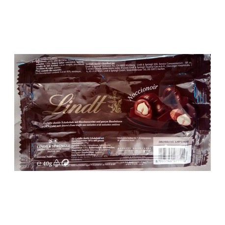 Lindt Noccio Nr Barre 40G