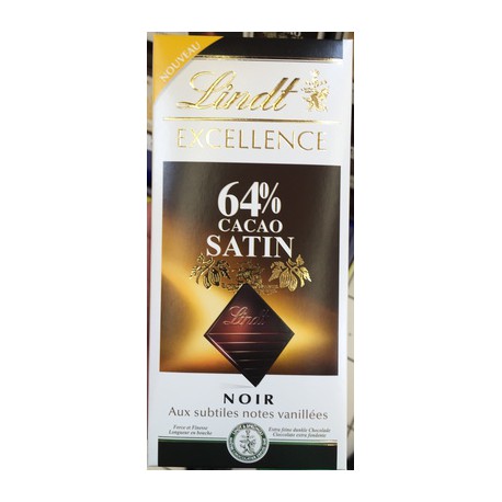 Tablette 100G Chocolat Excellence Noir 64% Satin Lindt