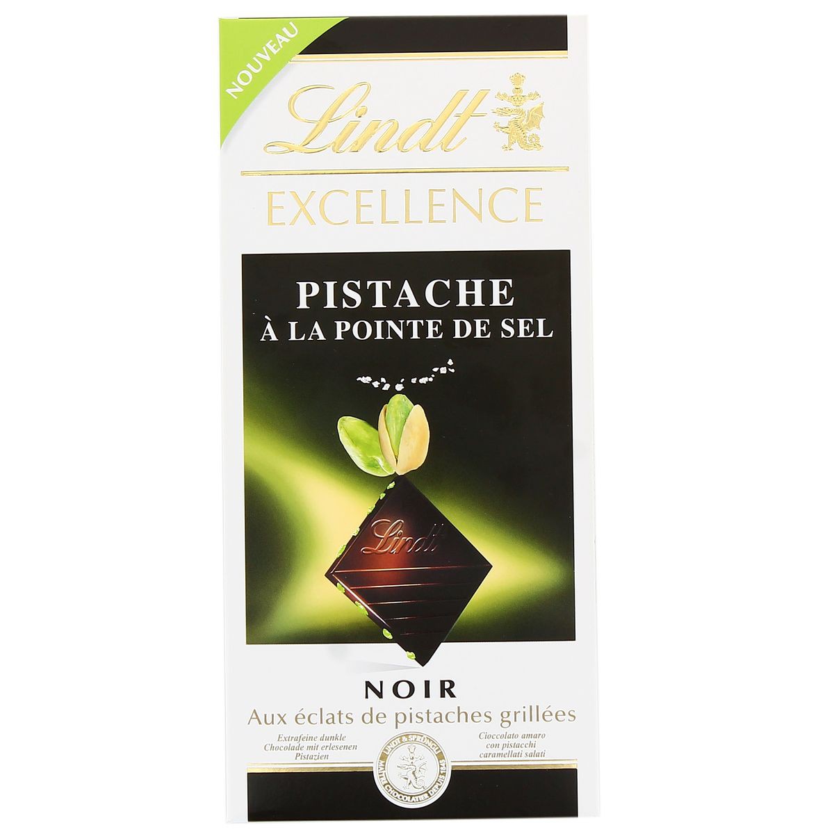 Chocolat noir pistache, Lindt (100 g)