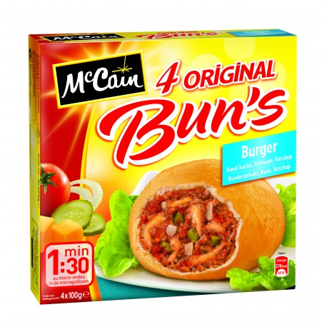 4X100G Bun S Cheese Burger Sty Mc Cain