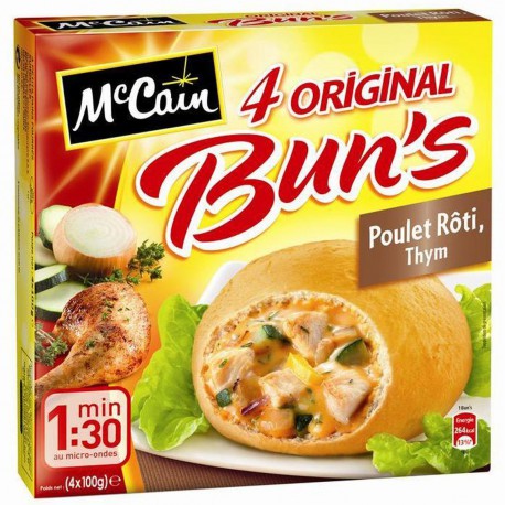 4X100G Bun S Poulet Roti Mc Cain