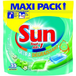 33 Capsules Lave Vaisselle Tout En 1 Ultra Degraissant Fraicheur Sun