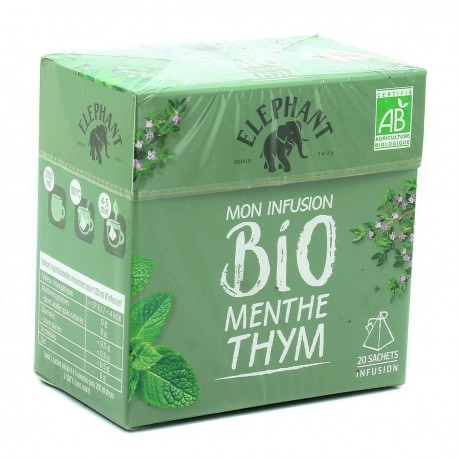 Infusion Menthe Thym Bio 20Sach.Pyramide Elephant