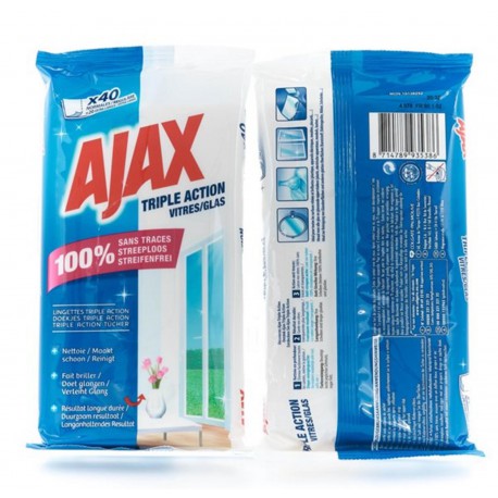 40 Lingettes Nettoyantes Vitres Ajax