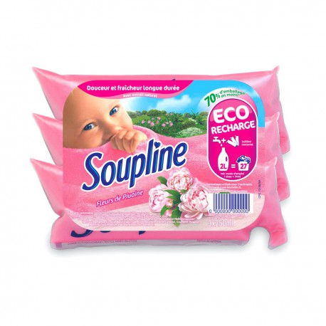 3X250Ml Assouplissant Concentre Pivoine Soupline