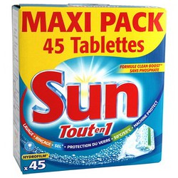 45 Tabs Lave Vaisselle Standard Tout En 1 Sun