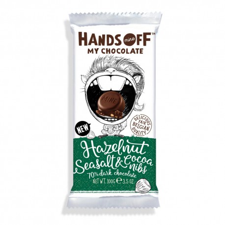 Hands Off Hazelnut Seasalt & Cacao Nibs 70% 100g