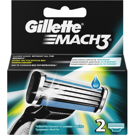 Gillette Mach3 for Men Razor Blade Refills 2 Pieces