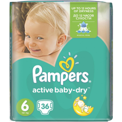Pack 36 couches Active Pampers Baby Dry Taille 6 (16 kg et +)