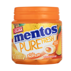 Mentos Gum Chewing-Gum Tropical Bottle Pure Fresh Sans Sucres La Boite De 50 Dragées 100G