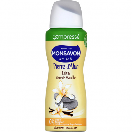 Monsavon Déodorant Pierre D'Alun Vanille Compressé Anti-Transpirant Le Spray De 100Ml