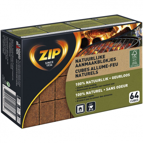 Zip Cubes Allume Feu Naturels X64