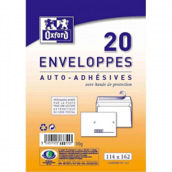 Oxford 20 Enveloppes Auto-Adhésives Pré-Casées 16,2 Cm X 11,4 Cm X 0,8 Cm 80G