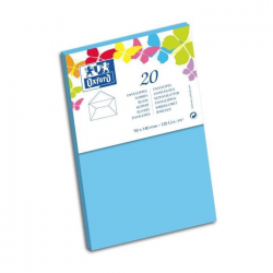 Oxford 20 Enveloppes Gommée 14 Cm X 9 Cm X 1,5 Cm 120G Bleu