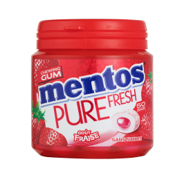 Mentos Gum Chewing-Gum Fraise S/Sucres La Boite De 50 Dragées 100G