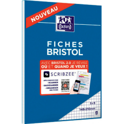 Oxford Bloc De Fiches Bristol 2.0 Perforées A5 30 Feuilles Q5X5