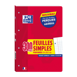 Oxford Feuilles Simples X300 A4 Grands Carreaux Seyes 90G Le Paquet X 300