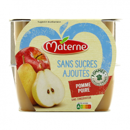 Materne Compotes Pomme Poire S/Sucres Ajoutés Les 4 Pots De 100 G