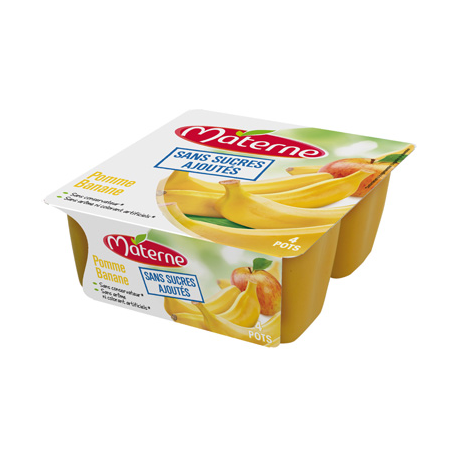 Materne Compotes De Pomme & Banane Sans Sucre Ajouté Les 4 Pots De 100G