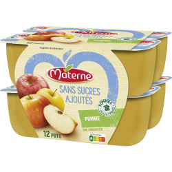 Materne Compotes De Pommes Sans Sucres Ajoutés Les 12 Pots De 100G