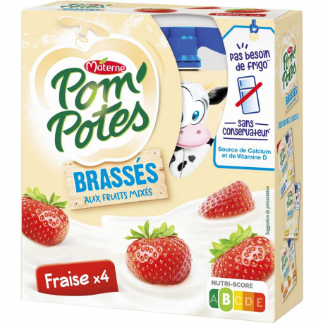 Pom'Potes Gourdes Brassés Fraises 10X85 G