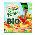 Pom'Potes Compotes Pomme Pêche & Brugnon Sans Sucre Ajouté Bio Les 4Pots De 90G