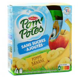 Pom'Potes Materne Sans Sucre Ajouté Pomme Banane 4X90G