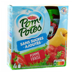 Pom'Potes Materne Sans Sucre Ajouté Pomme Fraise 4X90G