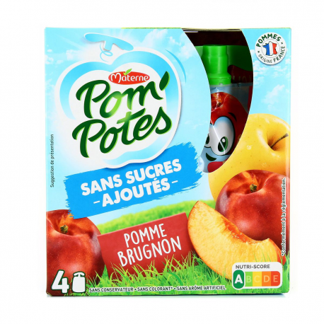 Pom'Potes Pomme Brugnon Les 4 Gourdes De 90G