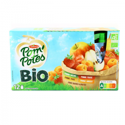 Pom'Potes Compotes Multi Variétés Bio Sans Sucres Ajoutés Les 12 Gourdes De 90G