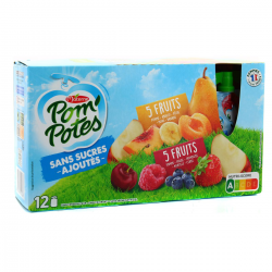 Pom'Potes 5 Fruits Sans Sucres Ajoutés 12X90G