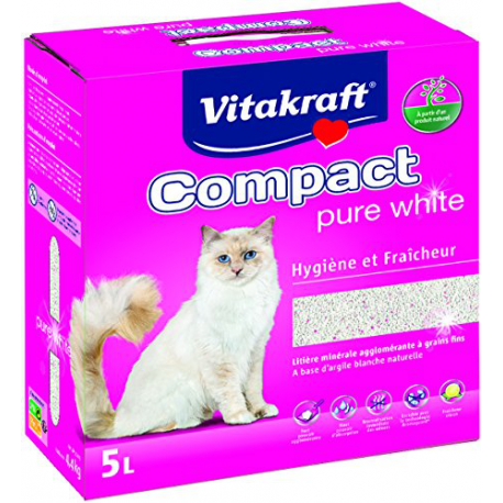 Vitakraft Compact Litière En Argile Pure White Pour Chat 5L