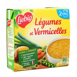 Liebig Soupe Légumes & Pâtes Vermicelles Le Paquet De 2 Briques De 30Ml