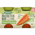 Blédina Les Récoltes Bio Compotes Bébé Carottes De Nos Régions Dès 4/6 Mois Les 2 Pots De 130 G