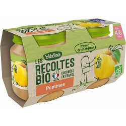 Blédina Les Récoltes Bio Compotes Bébé Pommes Dès 4/6 Mois Les 2 Pots De 130 G