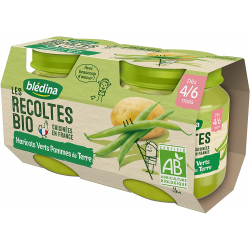 Blédina Les Récoltes Bio Petits Pots Bébé Haricots Verts Pommes De Terre Dès 4/6 Mois Les 2 Pots De 130 G