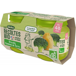 Blédina Les Récoltes Bio Petits Pots Bébé Brocolis Pommes De Terre Dès 4/6 Mois Les 2 Pots De 130G