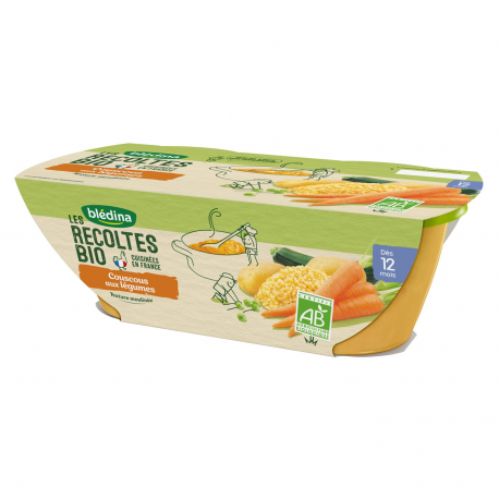 Blédina Les Récoltes Bio Couscous Aux Légumes Dès 12 Mois Pack De 200 G X 2 - 400 G