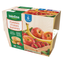 Blédina Compotes Bébé Dès 6 Mois, Pomme Biscuit Les 4 Pots De 100 G