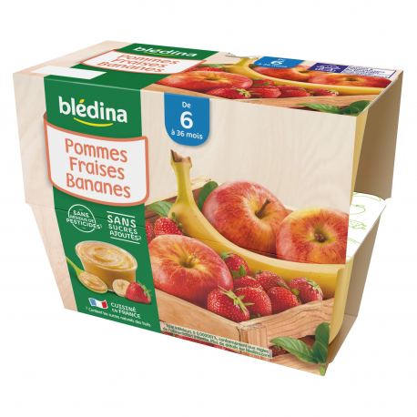 Blédina Compotes Bébé Dès 6 Mois, Pomme Biscuit Les 4 Pots De 100 G