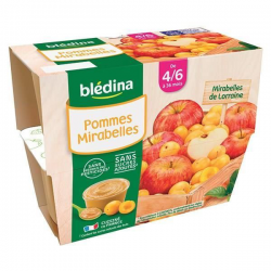 Blédina Coupelles Pommes Mirabelles De 4/6 À 36 Mois Pack De 100 G X 4 - 400 G