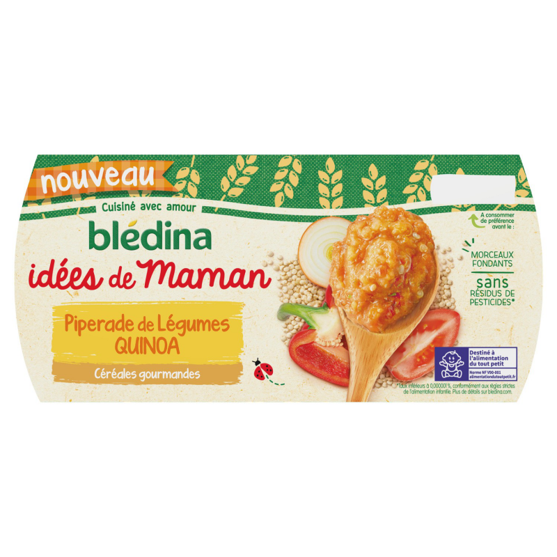 Bledina Les Idees De Maman Plat Bebe Des 12 Mois Cereales Gourmandes Piperade De Legumes Quinoa Les 2 Pots De 0g Drh Market Sarl