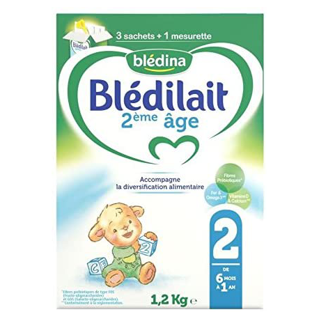 Blédina Blédilait Lait En Poudre 2Eme Age 6 À 12 Mois La Boite De 2 Sachets De 600G