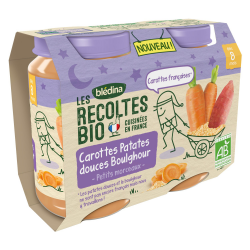 Blédina Les Récoltes Bio Carottes Patates Douces Boulghour Dès 8 Mois Pack De 200 G X 2 - 400 G