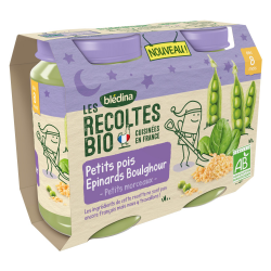 Blédina Les Récoltes Bio Petits Pois Epinards Boulghour Dès 8 Mois Pack De 200 G X 2 - 400 G