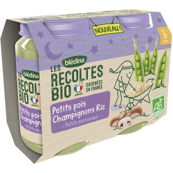 Blédina Les Récoltes Bio Petits Pois Champignons Riz Dès 8 Mois Pack De 200 G X 2 - 400 G