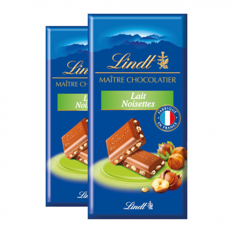 Lindt Chocolat Au Lait Noisettes Les 2 Tablettes De 100 G - 200 G