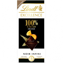 Lindt Excellence Chocolat 100% Cacao Orange La Tablette De 50 G