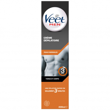 Veet Men Crème Dépilatoire Torse Et Corps Men 3Min, Peaux Normales : Le Tube De 200Ml