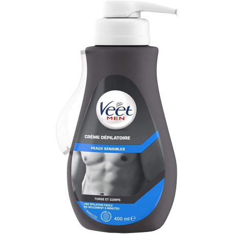 Veet Men Crème Dépilatoire Homme Peaux Sensibles 400 Ml